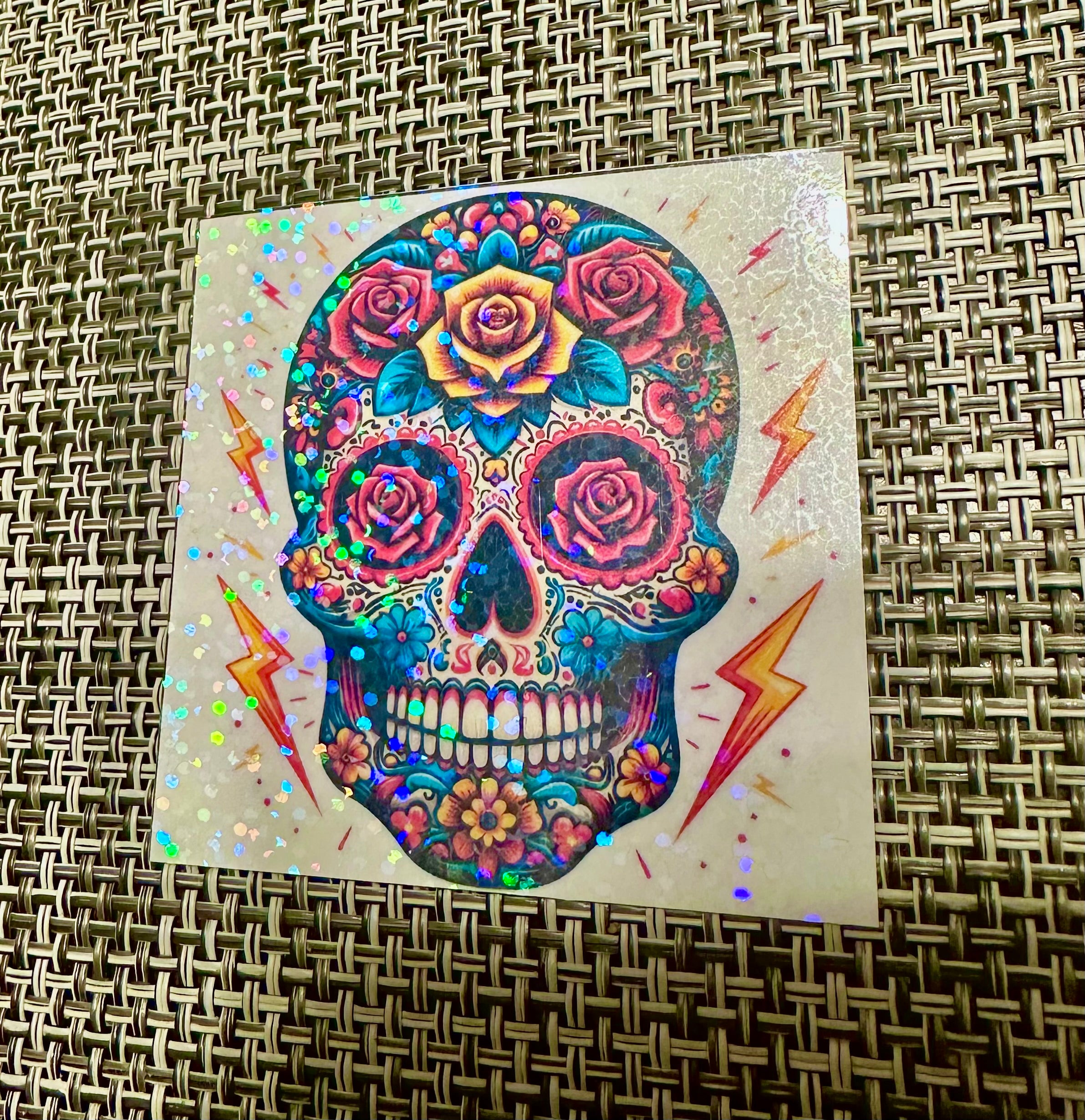 Sugar skull holographic Sticker