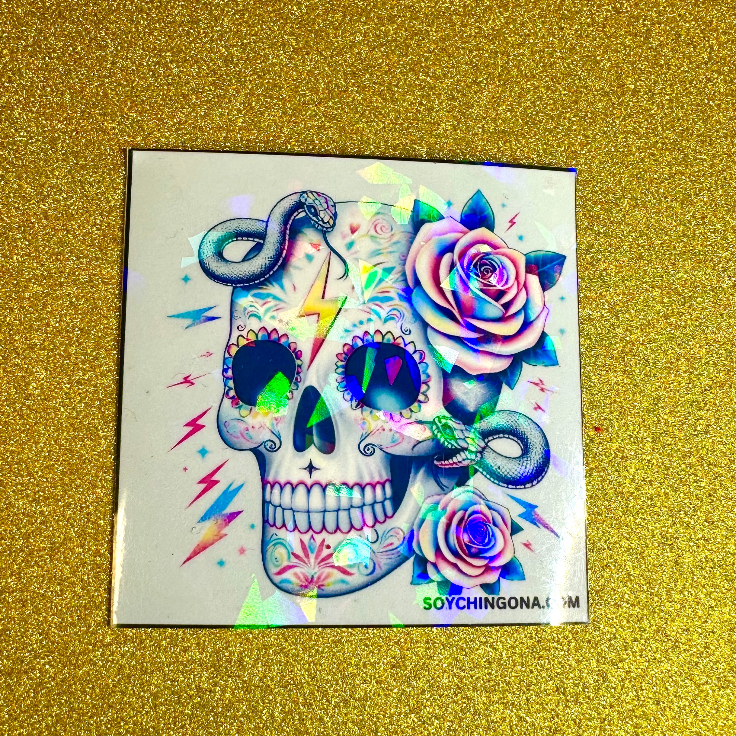 Sugar skull holographic Sticker