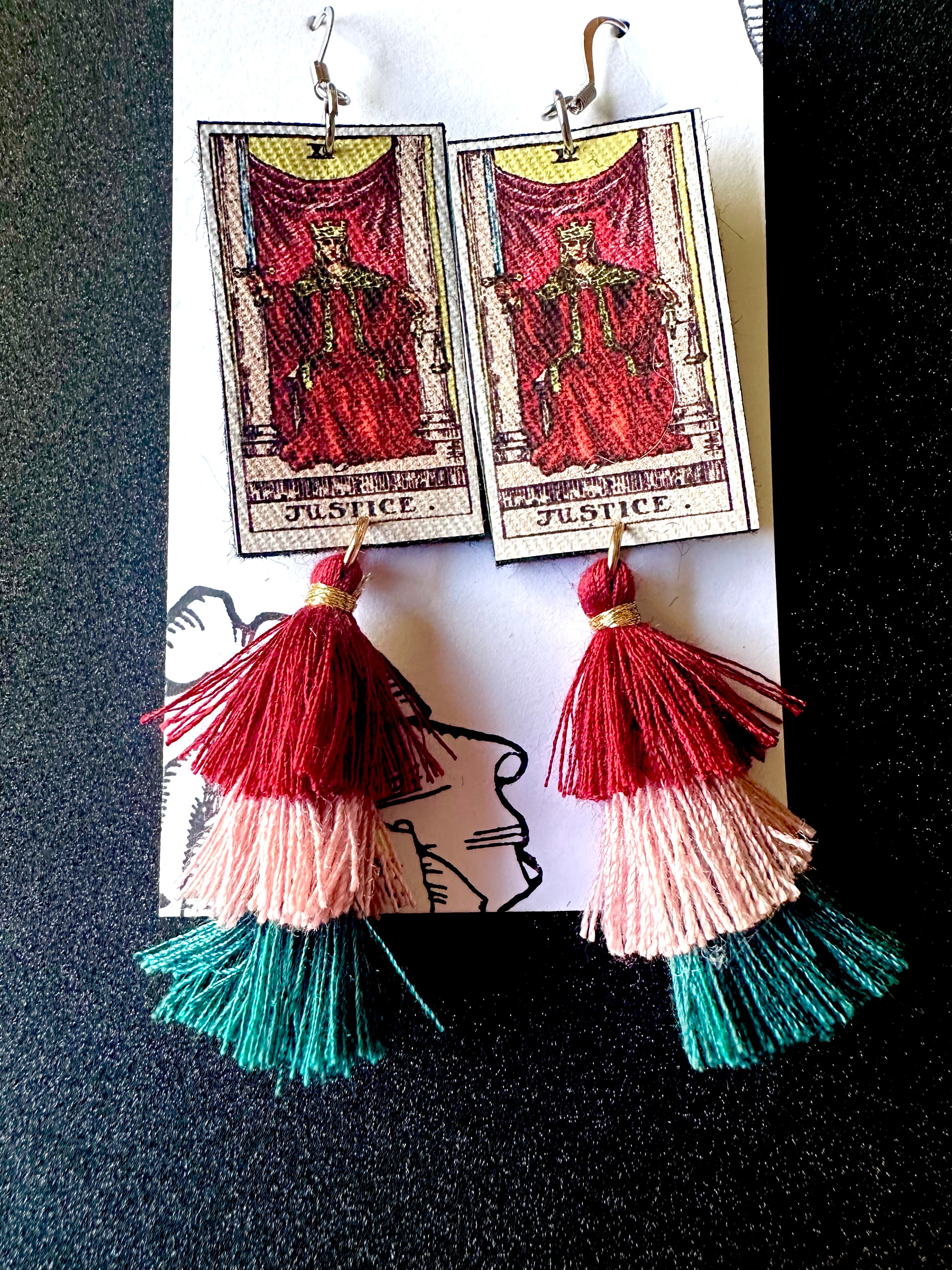 Justice Tarot Card Earrings