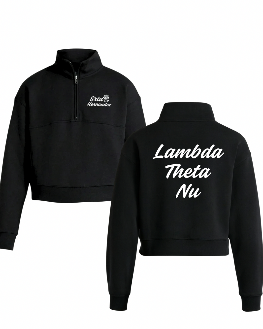 Lambda Theta Nu Crop Half-Zip Sudadera