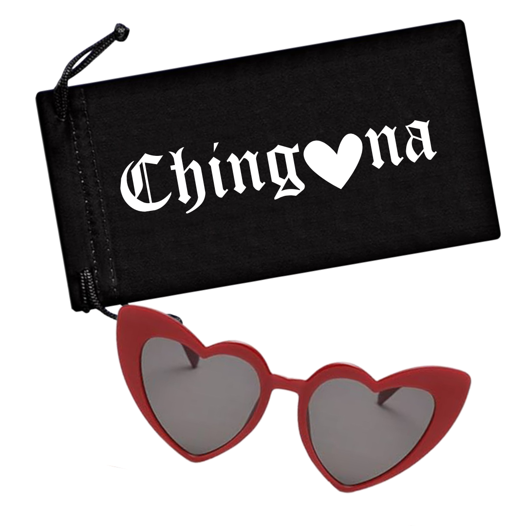 Heart CatEye Sunglasses - Dark Red