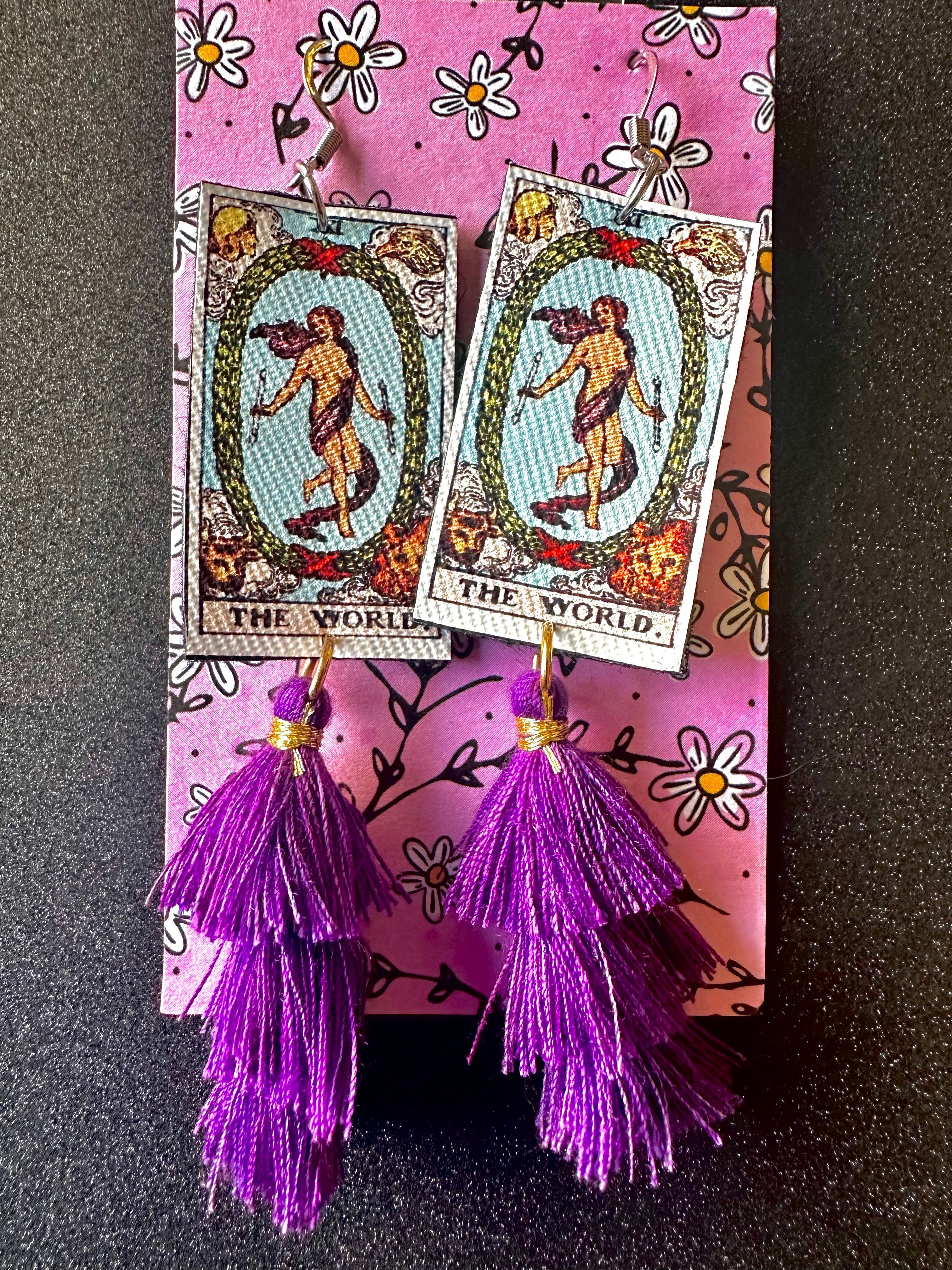 The World Tarot Card Earrings