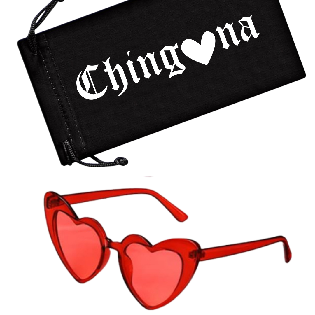 Heart CatEye Sunglasses - Clear Red