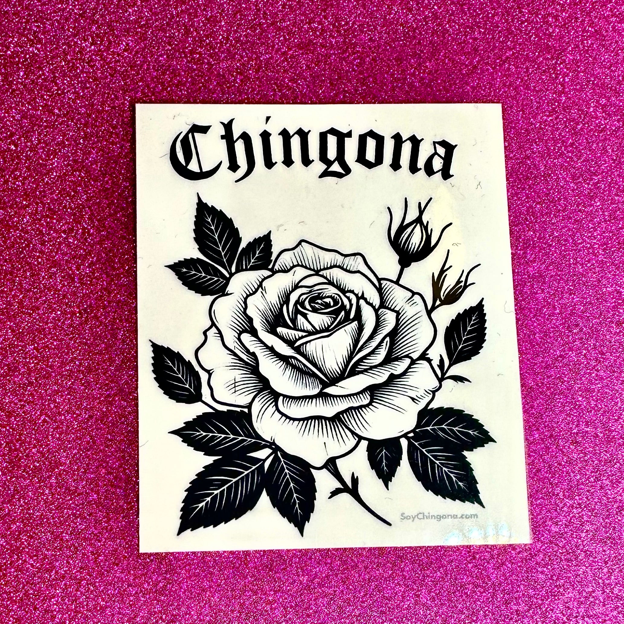 Chingona black and white Rosa Sticker
