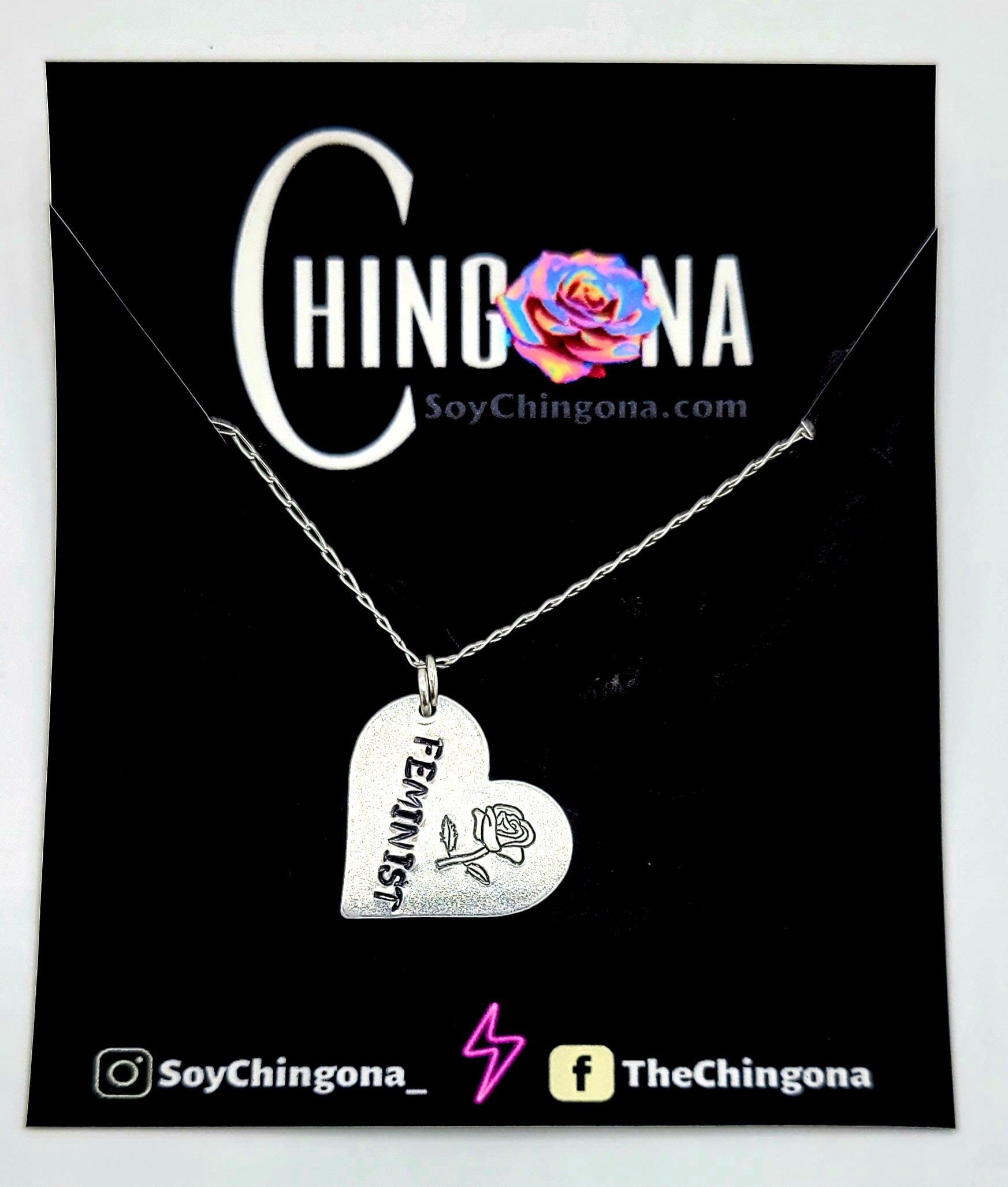 Feminist Rosa Heart Necklace