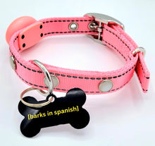Load image into Gallery viewer, Barks in spanish Tag with LED Collar