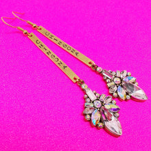 Load image into Gallery viewer, Chingona brass &amp; Rhinestone Earrings