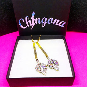 Chingona brass & Rhinestone Earrings