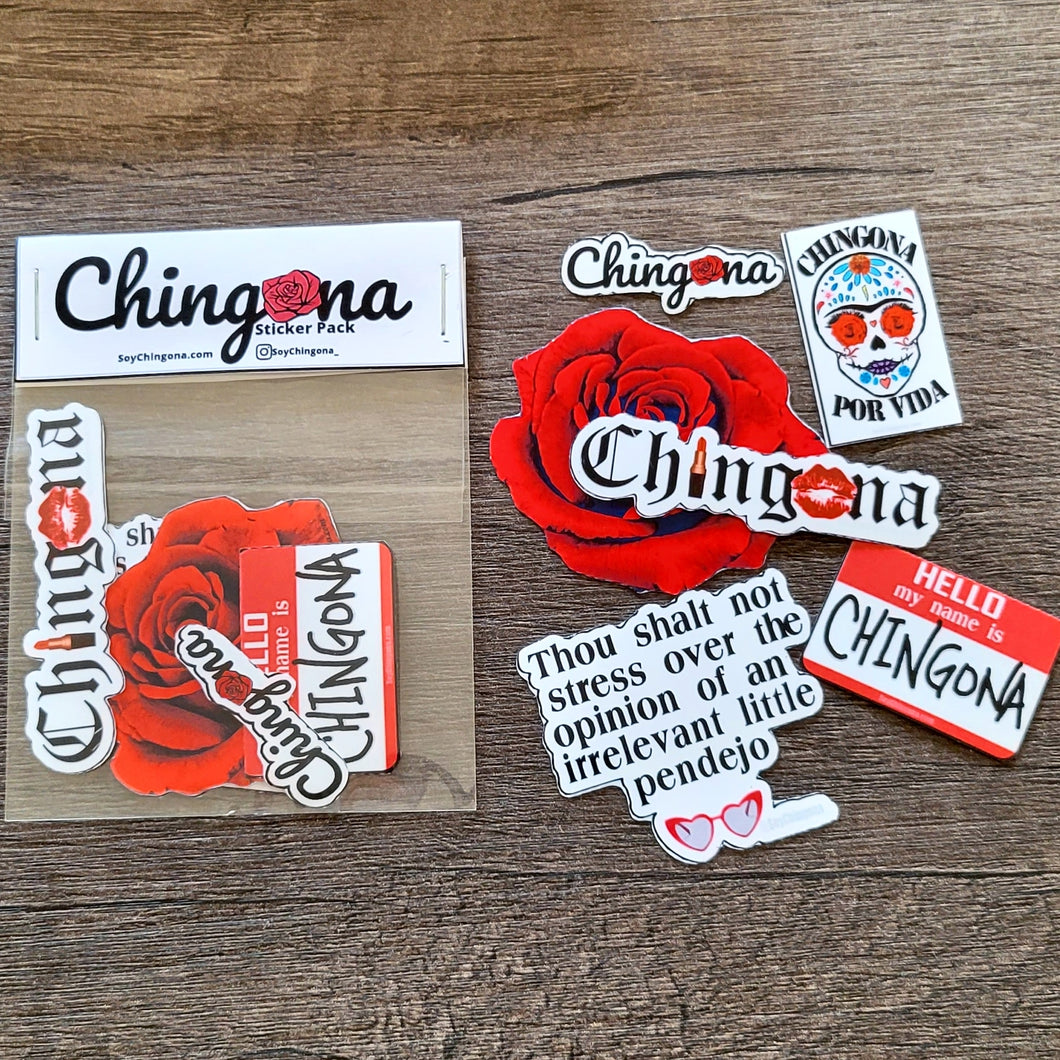 Chingona Red Rosa Sticker Pack
